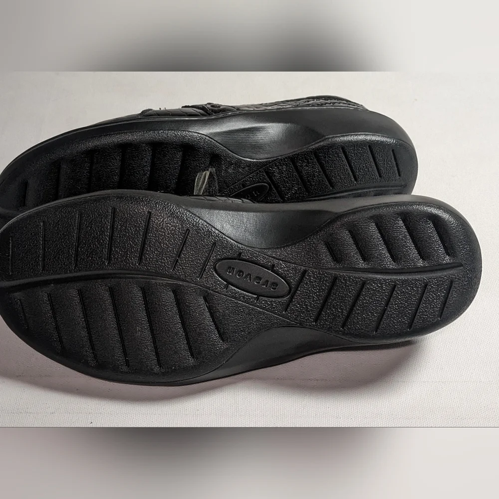 Aravon DANIELLE-AR Women's NEW Slip-on Flats Black Leather Sz 7 2E Crocodile - Picture 9 of 10